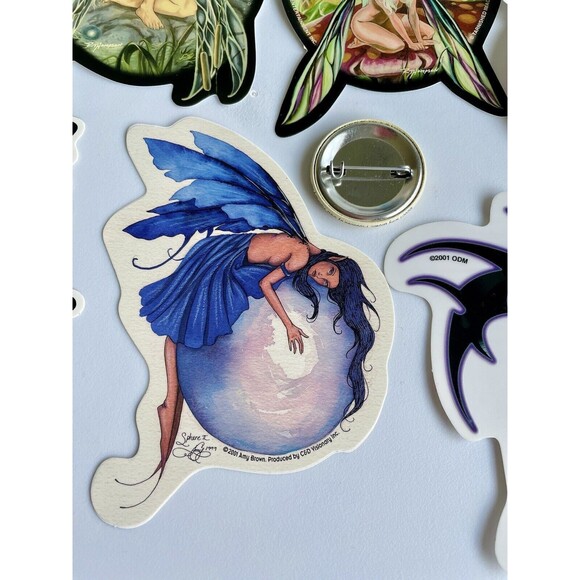 Fairy Magic Lot - 30 Stickers Prints Postcards Pin Fantasy Art - Picture 10 of 10